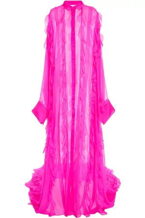 VALENTINO Women Party Dresses - Women's Ruffled Silk Chiffon Gown - Pink - IT 36 - Moda Operandi