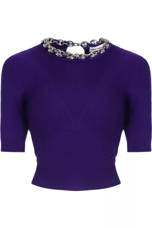 Paco rabanne Women Tops - Women's Chain-Detailed Wool Top - Purple - XS - Moda Operandi