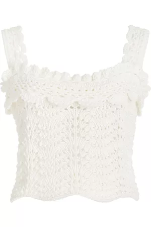 Oscar de la Renta Women Tops - Women's Cropped Crochet Top - White - XS - Moda Operandi