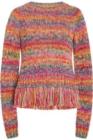 Oscar de la Renta Women Sweaters - Women's Crocheted Cotton Sweater - Stripe - XS - Moda Operandi