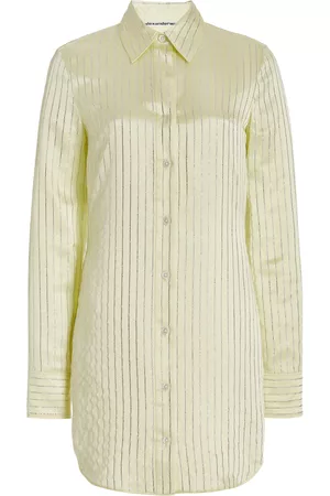 Alexander Wang Women Casual Dresses - Women's Crystal-Striped Silk Mini Shirt Dress - Green - US 2 - Moda Operandi