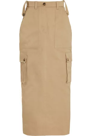 Miu Miu Women Maxi Skirts - Women's High-Rise Chino Maxi Skirt - Neutral - IT 36 - Moda Operandi