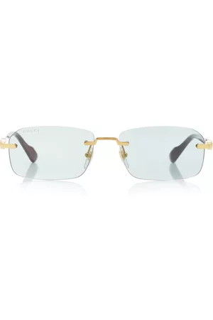 Gucci Women Sunglasses - Women's Street GG Narrow Rectangular-Frame Metal Sunglasses - Green - OS - Moda Operandi