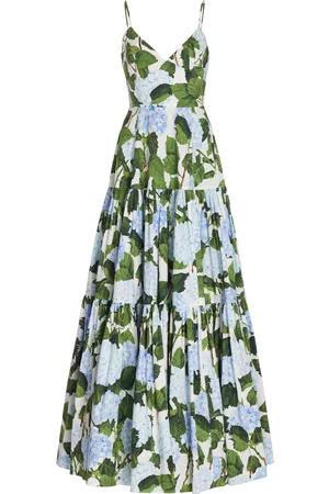 Oscar de la Renta Women Printed Dresses - Women's Hydrangea Cotton Poplin Maxi Tank Dress - Print - US 2 - Moda Operandi