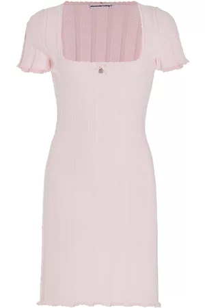 Alexander Wang Women Knitted Dresses - Women's Pointelle-Knit Mini Dress - Pink - XS - Moda Operandi
