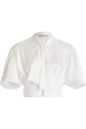 Paco rabanne Women Tops - Women's Exclusive Crystal-Embellished Satin Top - White - FR 34 - Moda Operandi