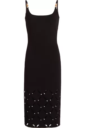 VERSACE Women Knitted Dresses - Women's Slash Intarsia Knit Midi Dress - Black - IT 36 - Moda Operandi