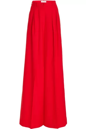 Michael Kors Women Palazzo Pants - Women's Waisted Palazzo Trouser - Red - US 4 - Moda Operandi