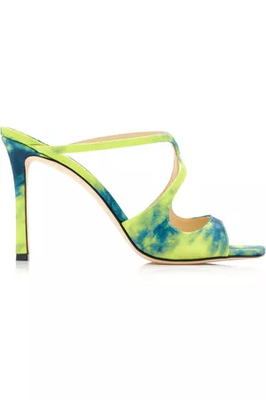 Jimmy Choo Women Sandals - Women's Anise Marbled Denim Sandals - Yellow - IT 35 - Moda Operandi