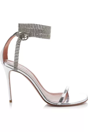 Amina Muaddi Women Sandals - Women's Giorgia Crystal Sandals - Silver - IT 36 - Moda Operandi