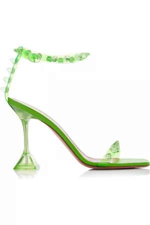 Amina Muaddi Women Sandals - Women's Julia Spiked PVC Sandals - Green - IT 36 - Moda Operandi