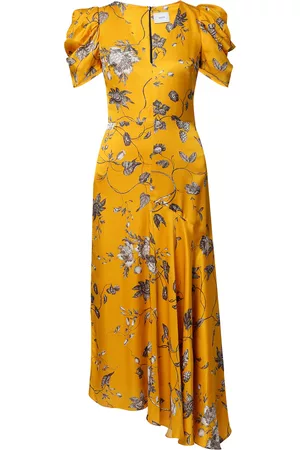 Erdem Women Printed Dresses - Women's Floral-Printed Midi Dress - Yellow - UK 6 - Moda Operandi