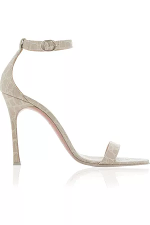 Amina Muaddi Women Sandals - Women's Kim Croc-Effect Leather Sandals - Neutral - IT 36 - Moda Operandi