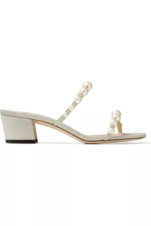 Jimmy Choo Women Sandals - Women's Amara Pearl-Embellished Leather Sandals - White - IT 35 - Moda Operandi
