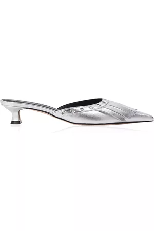 Aeyde Women Sandals - Women's Tania Laminated Leather Mules - Silver - IT 36 - Only At Moda Operandi