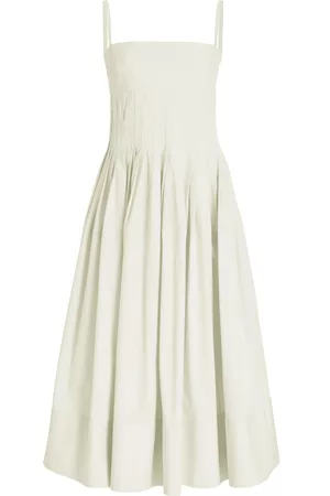 Proenza Schouler Women Maxi Dresses - Women's Pintucked Eco-Poplin Maxi Dress - White - US 4 - Moda Operandi