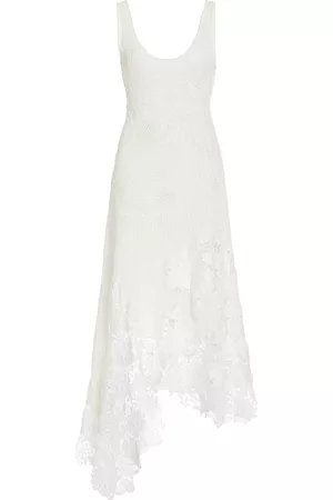 Oscar de la Renta Women Midi Dresses - Women's Crocheted Cotton Lace Midi Dress - White - XS - Moda Operandi
