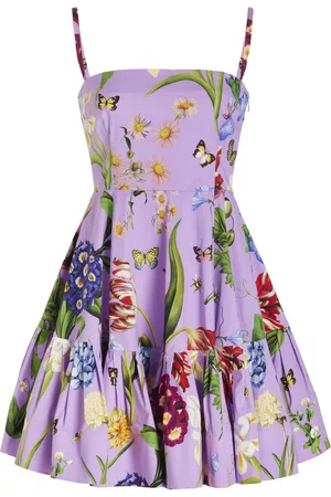 Oscar de la Renta Women Printed Dresses - Women's Floral Cotton Mini Dress - Print - US 00 - Moda Operandi