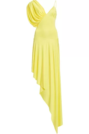 Stella McCartney Women Asymmetrical Dresses - Women's Asymmetric Jersey Mini Dress - Yellow - IT 38 - Moda Operandi