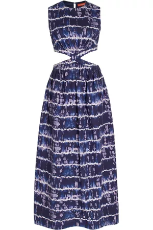 Altuzarra Women Printed Dresses - Women's Ashima Cutout Shibori-Print Cotton Maxi Dress - Blue - FR 34 - Moda Operandi