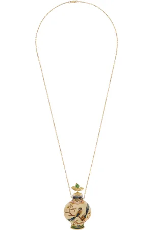 Silvia Furmanovich Marquetry Wood 18K Yellow Gold Diamond; Tourmaline Bottle Necklace