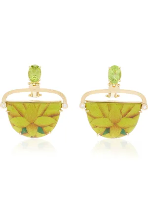 Silvia Furmanovich Marquetry 18K Yellow Gold; Diamond; And Peridot Earrings