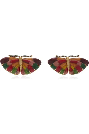 Silvia Furmanovich 18K Yellow Gold Marquetry Wood Earrings
