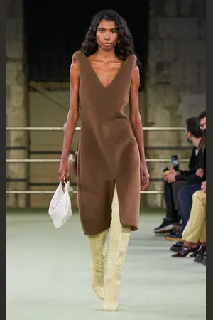 Bottega Veneta Alpaca Mohair V-Neck Midi Dress