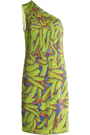 Bottega Veneta One-Shoulder Crinkled Banana- Mini Dress