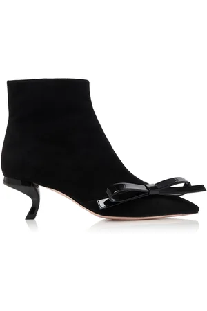 Roger Vivier Virgule Bow-Embellished Suede Ankle Boots