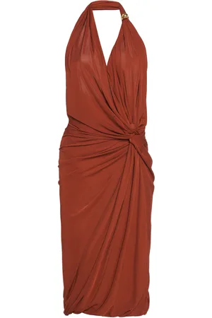 Bottega Veneta Draped Jersey Midi Halter Dress
