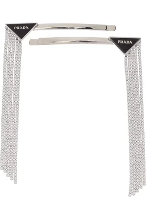 Prada Crystal-Embellished Silver-Tone Barrette