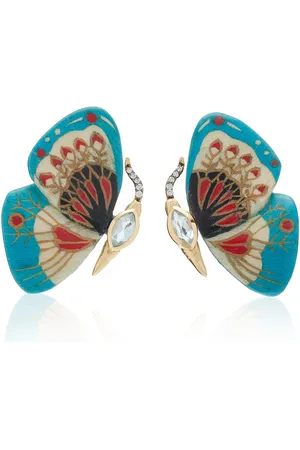 Silvia Furmanovich Marquetry Butterfly Diamond & Topaz Earrings