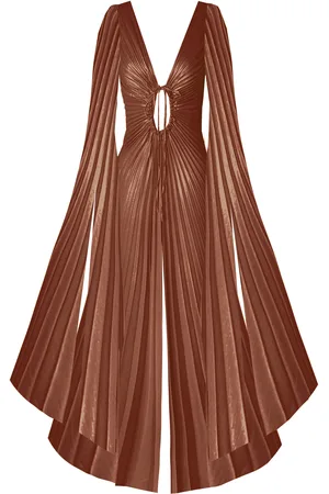GEORGIA HARDINGE Dalliance Pleated Metallic Chiffon Maxi Dress