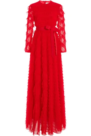 HUISHAN ZHANG Gardenia Belted Tiered Gown