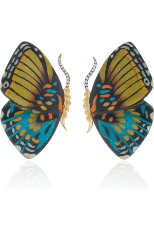 Silvia Furmanovich Marquetry Wood Butterfly Earrings