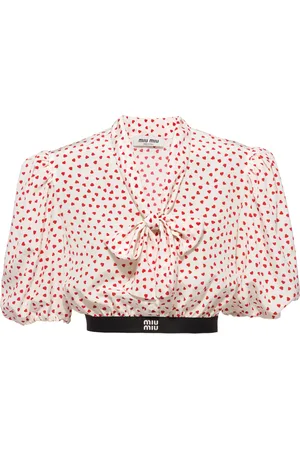 Miu Miu Crepe De Chine Cuori Cropped Top
