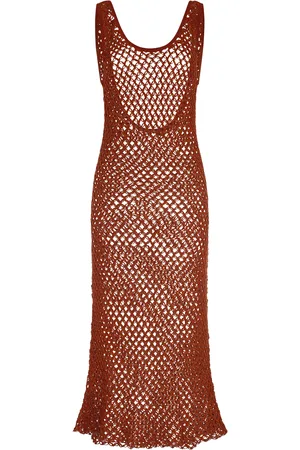 Escvdo Illapa Cotton Knit Crochet Midi Dress