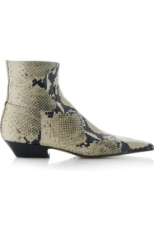 Khaite Marfa Classic Embossed Leather Ankle Western Boots