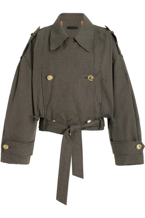 DARKPARK Penelope Shepherd-Check Cotton Cropped Trench Coat