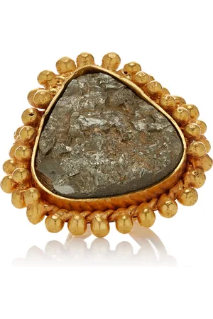 Sylvia Toledano Sterling Silver Gold Plated 18k Vermeil One-of-a-Kind Pyrite Ring