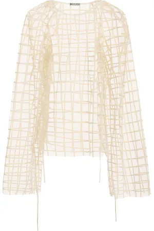 MATICEVSKI Guiding Sheer Grid Chiffon Top