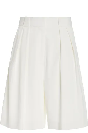 Khaite Rillo Pleated Crepe Knee-Length Shorts