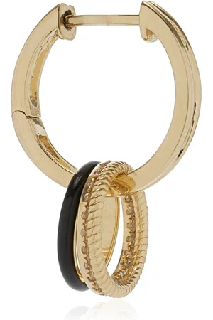 YVONNE LÉON Double Creole 9K Yellow Gold Diamond Bouy Single Earring