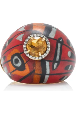 Silvia Furmanovich Butterfly Marquetry Wood; Citrine Ring