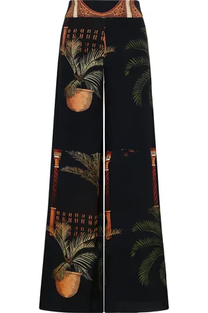 JOHANNA ORTIZ Mystic Motif Printed Silk Wide-Leg Pants