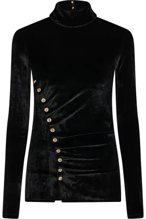 Paco rabanne Gathered Velvet Turtleneck Top