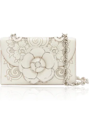 Oscar de la Renta Classic Tro Laser Flower Cutout Leather Shoulder Bag