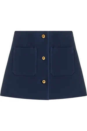 Prada Buttoned Wool-Silk Twill Mini Skirt