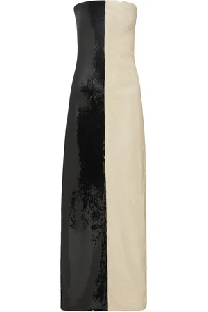 ‎Dima Ayad‎ Half And Half Sequined Strapless Dress